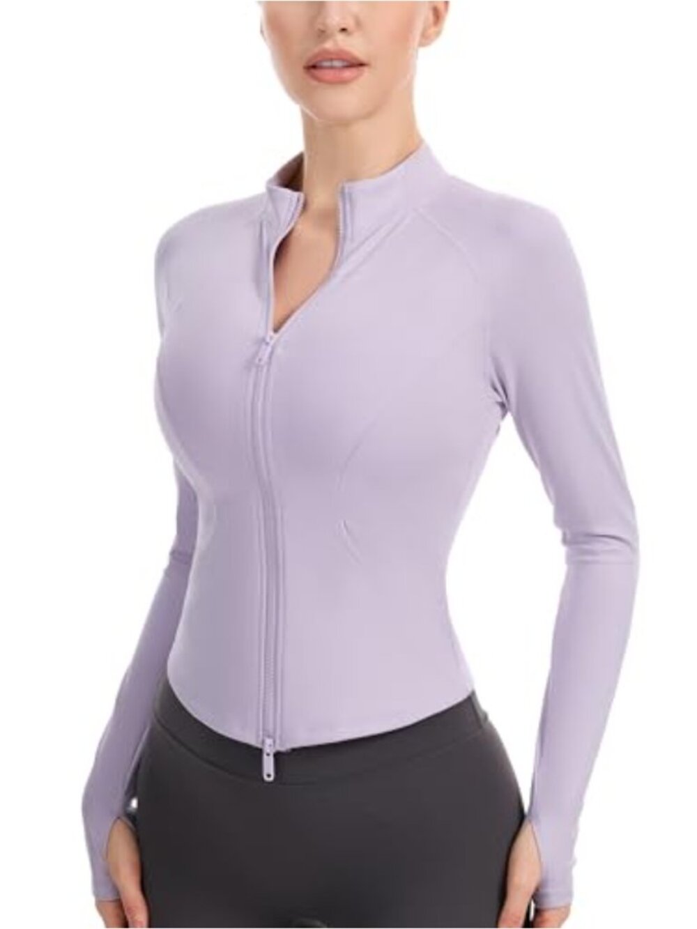 Women's Lightweight Full Zip Track Jacket Athletic Slim Fit with Thumb Holes